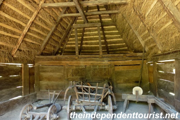 Farm shed. Note the extensive use of thatched roofing.